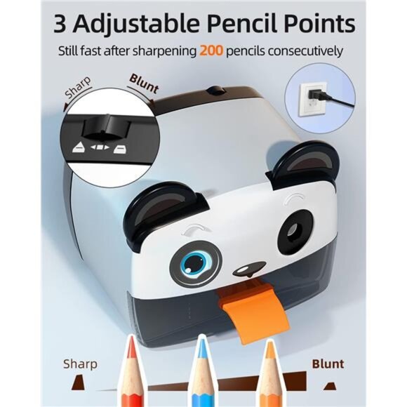 Heavy Duty Electric Pencil Sharpener - Auto-Stop, Plug-In, for Classroom & Kids - Picture 4 of 7